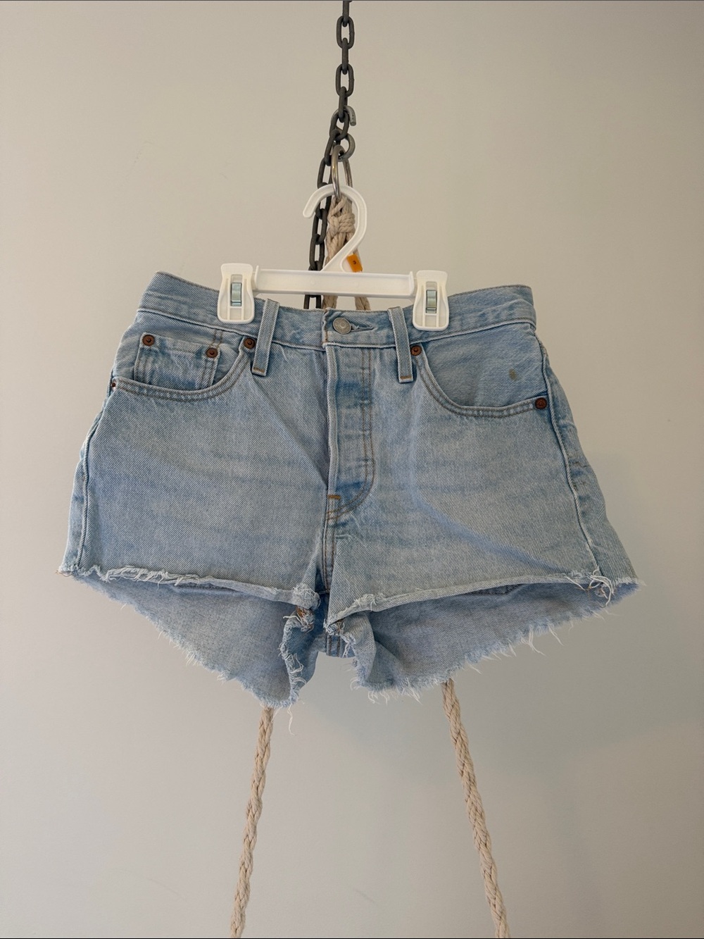 Levi's Light Blue Denim Cutoff Shorts with Raw Hem